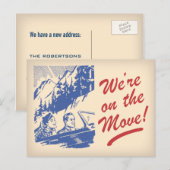 We zijn op de verhuizing Retro Change of Address B Aankondigingskaart (Voorkant / Achterkant)