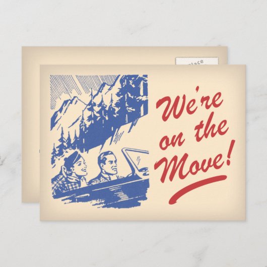 We zijn op de verhuizing Retro Change of Address B Aankondigingskaart (Voorkant / Achterkant)