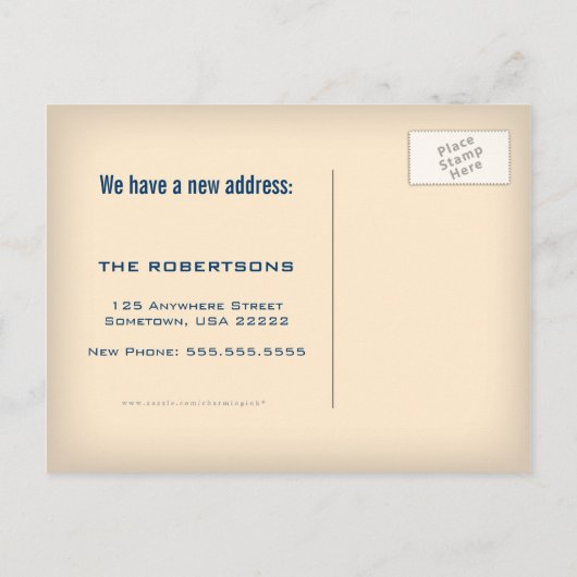 We zijn op de verhuizing Retro Change of Address B Aankondigingskaart (Achterkant)