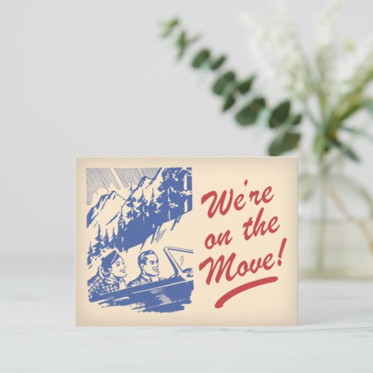 We zijn op de verhuizing Retro Change of Address B Aankondigingskaart (Staand voorkant)