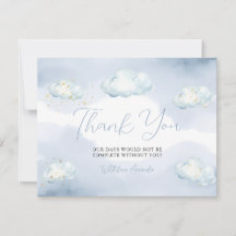 We zijn op wolk negen Blauw baby shower Bedankt