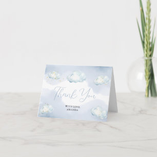 We zijn op wolk negen Blauw baby shower Dank je Bedankkaart