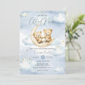 We zijn op wolk negen Blauwe Beer Baby Shower Kaart (Staand voorkant)
