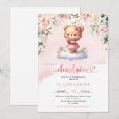 We zijn op wolk negen teddybeer meisje baby shower kaart (Voorkant / Achterkant)