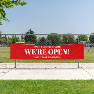 We zijn Open Bold Red Business Spandoek