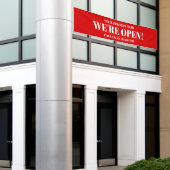 We zijn Open Bold Red Business Spandoek (Buitenkant Gebouw)