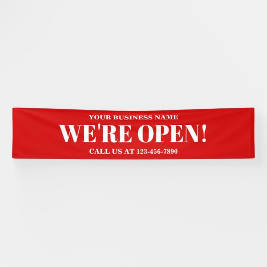 We zijn Open Bold Red Business Spandoek (Horizontaal)