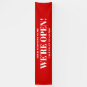 We zijn Open Bold Red Business Spandoek (Verticaal)