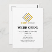 We zijn open Business Reopen Announcement Briefkaart (Voorkant / Achterkant)