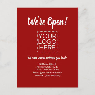 We zijn Open Business Reopenings Announcement Red Briefkaart