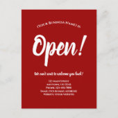 We zijn Open Business Reopenings Announcement Red Briefkaart (Voorkant)