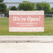 We zijn open-business-roze wervelkolommen spandoek (Insitu)