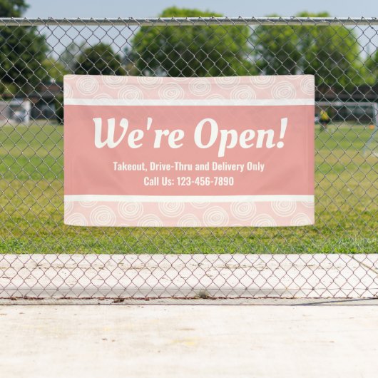 We zijn open-business-roze wervelkolommen spandoek (Insitu)