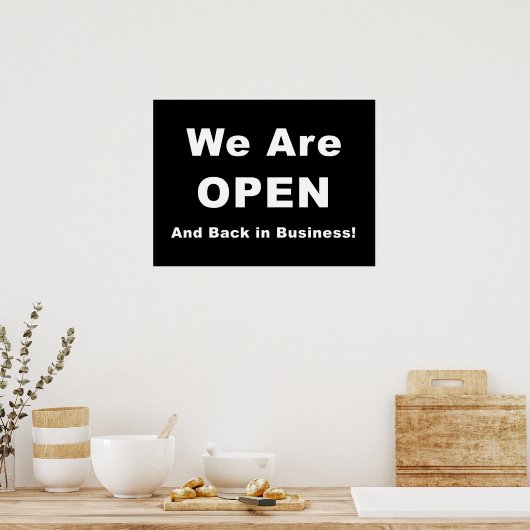 We zijn open en weer in bedrijf poster (Keuken)