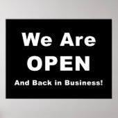 We zijn open en weer in bedrijf poster (Voorkant)