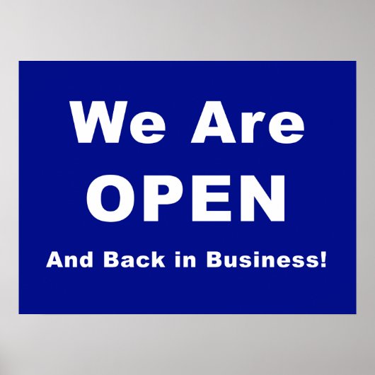 We zijn open en weer in bedrijf poster (Voorkant)