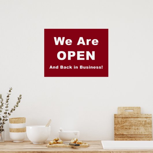 We zijn open en weer in bedrijf poster (Keuken)