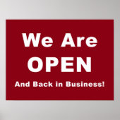 We zijn open en weer in bedrijf poster (Voorkant)