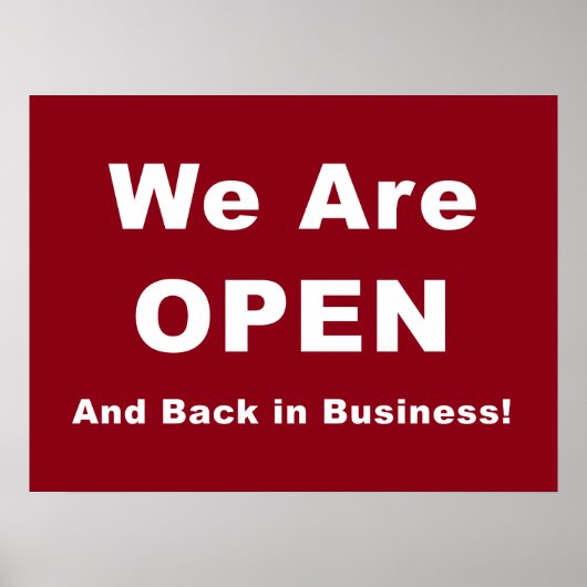 We zijn open en weer in bedrijf poster (Voorkant)