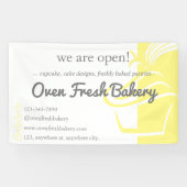 We zijn Open Geel Cupcake Bakkerij Bedrijf  Spandoek (Horizontaal)