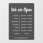 We zijn open l openingsuren grijs bedrijf  raamsticker (Vel)