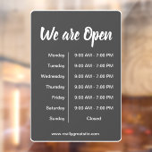 We zijn open l openingsuren grijs bedrijf  raamsticker (Vel 2)