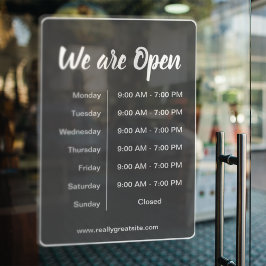 We zijn open l openingsuren grijs bedrijf  raamsticker