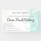 We zijn Open Mint Green Cupcake Bakkerij Bedrijf Spandoek (Horizontaal)