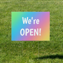 We zijn OPEN. Rainbow Business Sign.