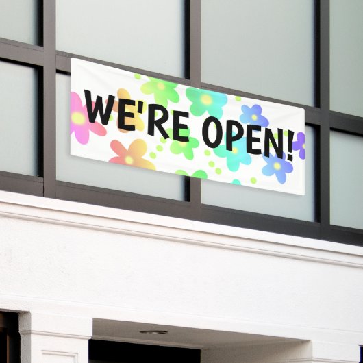 WE ZIJN OPEN! Rainbow Flowers Business Banner (Buitenkant Gebouw)