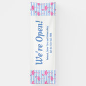 We zijn Open Retro Flamingos Business Spandoek (Verticaal)