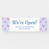 We zijn Open Retro Flamingos Business Spandoek (Horizontaal)