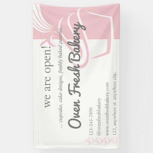 We zijn Open Roze Cupcake Bakkerij Bedrijf Spandoek (Verticaal)