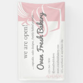 We zijn Open Roze Cupcake Bakkerij Zakelijk Spandoek (Verticaal)