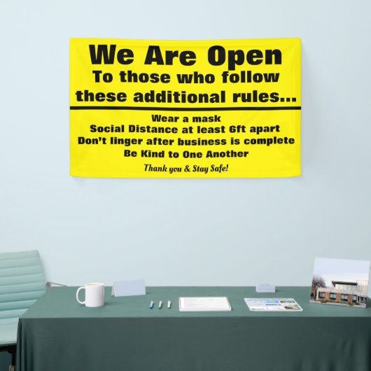 We zijn open Sign met extra regels Spandoek (Beurs)