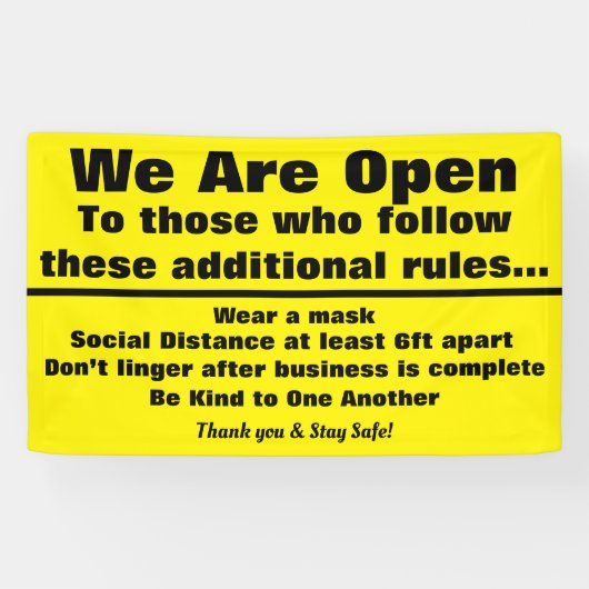 We zijn open Sign met extra regels Spandoek (Horizontaal)