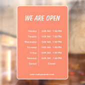 We zijn open Uren Bedrijfstijd Wit Schrift Raamsticker (Vel 2)