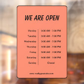 We zijn open Uren Bedrijfstijd Zwart & Oranje Raamsticker (Vel 2)