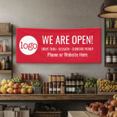 We zijn open voor afhaal- en bezorgbestellingen spandoek