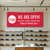 We zijn open voor ophalen en bestellingen van leve spandoek