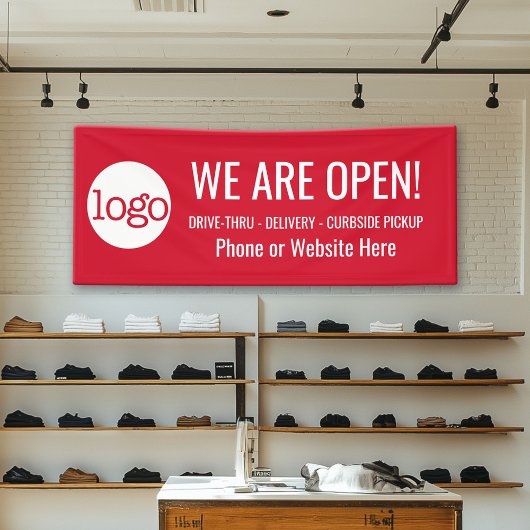 We zijn open voor ophalen en bestellingen van leve spandoek