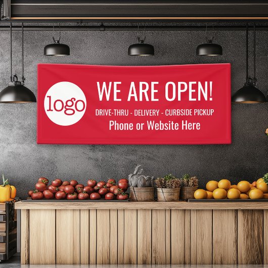 We zijn open voor ophalen en bestellingen van leve spandoek