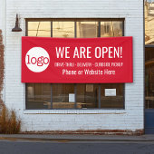 We zijn open voor ophalen en bestellingen van leve spandoek