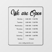 We zijn open Werkuren Tijd Zwarte Script Raamsticker (Vel)