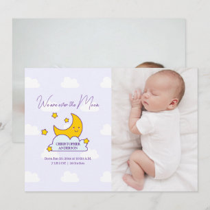 We zijn over de maan 2 foto geboorte aankondiging