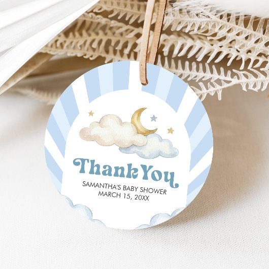 We zijn Over de Maan Baby Shower Bedankjes Labels