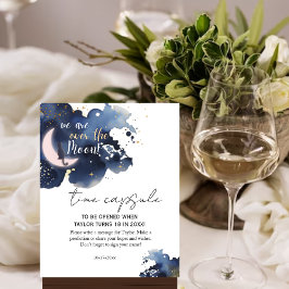 We zijn over de maan baby shower blauwe Time Capsu Poster