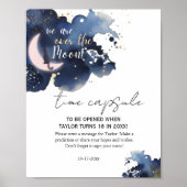We zijn over de maan baby shower blauwe Time Capsu Poster (Voorkant)