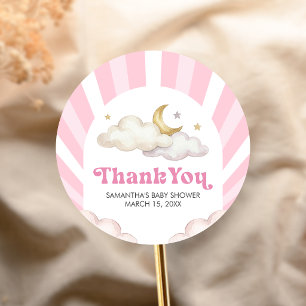 We zijn Over de Maan Baby Shower Ronde Sticker