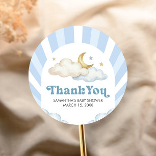 We zijn Over de Maan Baby Shower Ronde Sticker